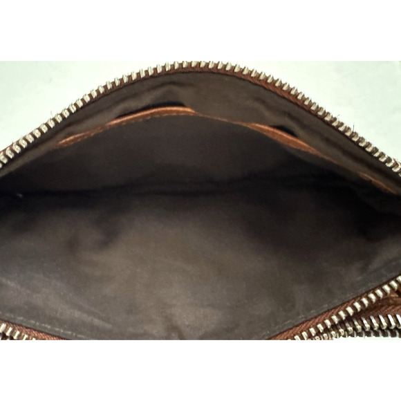 Vilenca Holland Crossbody Clutch Bag Wristlet Brown Leather Zip Pockets Compact - Picture 15 of 15